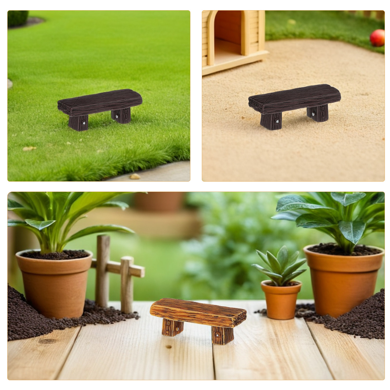 Bonsai Garden Landscape Design - 12 Adet Minyatür Reçine Bank, Peri